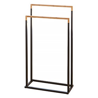 ikloo 宜酷屋 無印質感雙桿毛巾架 浴巾架, 黑色, 1個