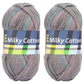 brandyarn Milky Cotton Blue 棉混紡織線, C90混色, 2個