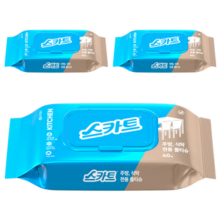 스카트 주방 식탁 전용 물티슈 40매, 3개