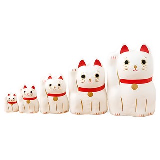 Hariko Shika 俄羅斯娃娃 Set, 5隻和紙招財貓, 1組