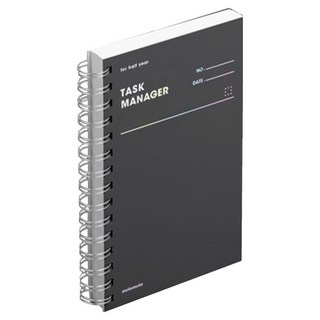 motemote 半年計畫手帳本, 黑色, 螺旋筆記本，效率時間管理, 1本