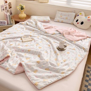 100%萊賽爾涼感被 (大童/成人) 整張棉填充(超柔型), 藍條領結熊