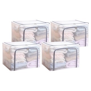 樂邦 雙開口PVC鋼架衣服收納箱 66L, 50 x 40 x 33cm, 藏灰色, 4個