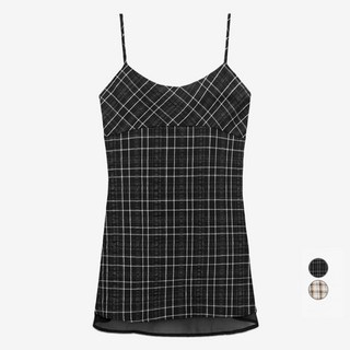 MIXXO 女款格紋吊帶連身裙 OWE908C RE, (19號)黑色
