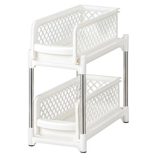 雙層抽屜式置物架, 白色, 1個