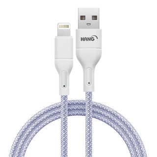 HANG R18 編織快充線 USB to Lightning, 雙色混編, 耐磨, 超彈線身, 1m, 紫色, 1條