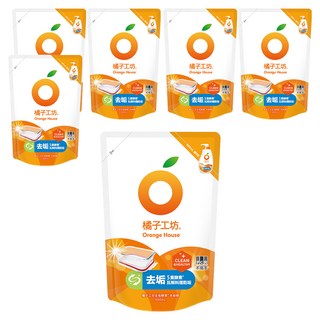橘子工坊 家用清潔去垢酵素洗碗精補充包 微胞橘油潔淨因子 無色素 無香精 適用於蔬果和奶瓶, 500ml, 6包