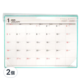 SEASON Paper&Gift 四季紙品禮品 2025年超值13開桌曆 附墊, 粉藍色, 2個