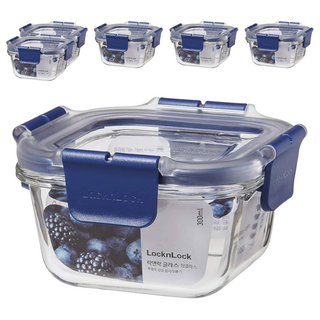 LocknLock 樂扣樂扣 頂級透明耐熱玻璃保鮮盒, 6 個容器 + 6 個蓋子, 6個
