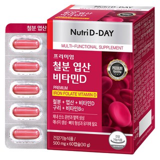 Nutri D-DAY 優質鐵質葉酸維他命D 30g, 1個, 60錠