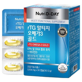Nutri D-DAY rTG Omega-3 黃金魚油, 30顆, 1盒