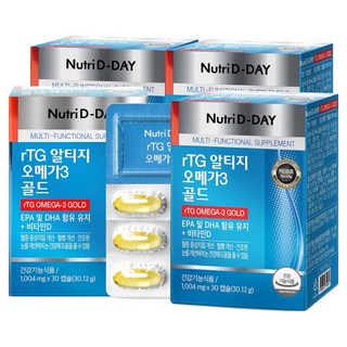 Nutri D-DAY rTG Omega-3黃金魚油膠囊, 30顆, 4盒