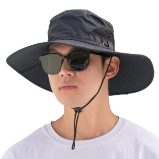 비안 자외선 차단 기능성 등산모자, 블랙, 1개