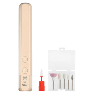 Mass 生活好物 電動美甲打磨器/USB充電式指甲修護美甲機 附5種磨頭 輕鬆卸甲、磨甲、修甲、打磨、拋光 + 去死皮, 卡其色, 1個