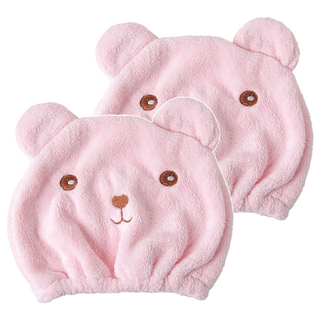 BEAUTY DISPLAY 美得像專櫃 熊熊乾髮帽, 粉色, 2個