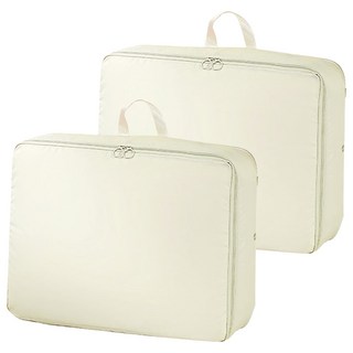 棉被壓縮收納袋 旅行壓縮包 米色, 大號, 1入, 2個