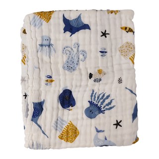 Mass 生活好物 純棉六層紗布兒童浴巾 海底總動員 吸水透氣 新生兒推車蓋毯 1條