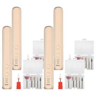 Mass 生活好物 電動美甲打磨器 USB充電式指甲修護美甲機 附5種磨頭 卸甲 修甲 打磨 拋光 去死皮 卡其色, 4個