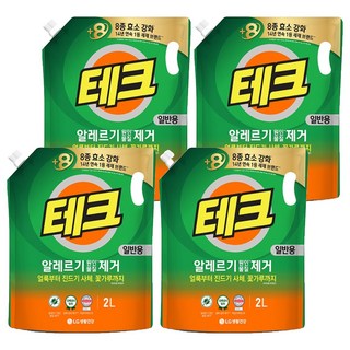 [비건라이프] 테크 알레르기 원인물질 제거 일반용 액상세제 리필, 2L, 4개