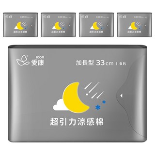 icon 愛康 超引力涼感棉, 加長型(33cm), 6片, 5包