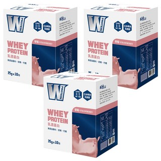 義美生醫 W PROTEIN乳清蛋白飲 草莓拿鐵, 350g, 3盒