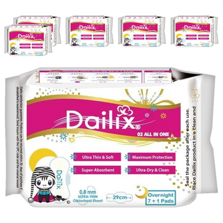 Dailix 吸血鬼超瞬吸 抑菌淨味乾爽 衛生棉 0.08cm超薄 茶多酚紅豆杉負離子芯片 瞬吸鎖水 SGS認證, 夜用型(29cm), 8片, 6包