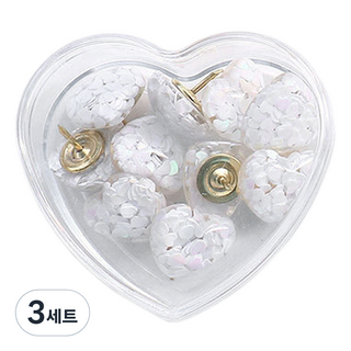Khohimo 愛心圖釘 大頭針 按釘 白色 + 收納盒組合 4W195, 3套