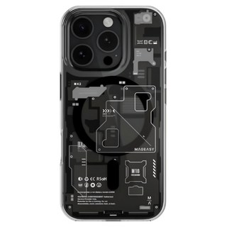 MAGEASY X Ray M 3D 視覺防摔殼 10倍防震 軍規級防護, iPhone 16 Plus, 透黑色