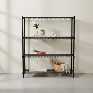 dayneeds 日需百備 輕型烤漆層架 鐵力士架 收納層架 展示架 層架 鐵架, 黑色, 4層
