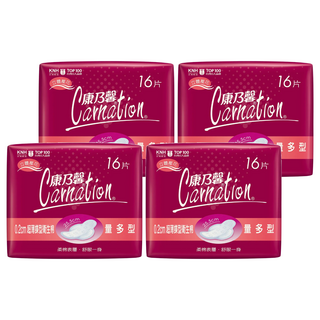 康乃馨 超薄蝶型衛生棉 護翼型, 量多型(25.5cm), 16片, 4包