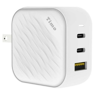Timo 浪紋造型 1A+2C電源充電器 65W, 白色, 1個