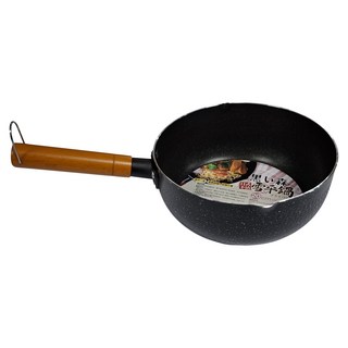 HouseKeeper 妙管家 IH爐適用 黑之森雪平鍋 不沾櫸木柄, 1個, 20cm, 黑色 + 木色