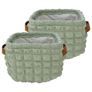 泡芙格可折疊收納藍, 20 x 15 x 15cm, 酪梨綠, 2個