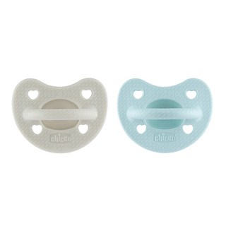 Chicco LUXE 矽膠拇指型安撫奶嘴2件組, 中, 迷霧灰 + 湖水綠, 2個