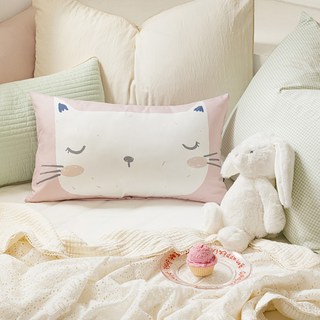 shez Home DTP微型動物印花枕芯枕套, 粉底貓咪款