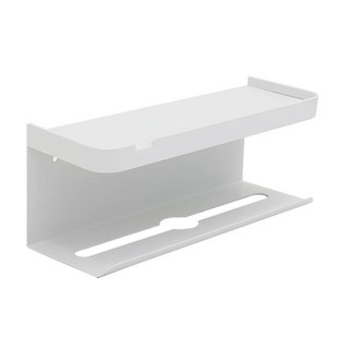 FAmILyLIFE 生活 航太鋁免打孔雙層衛生紙置物架 加長款 A-233-W 350g, 簡約白, 1個