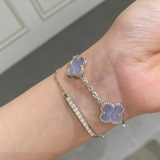 特殊色紫玉髓四葉草幸運手鍊