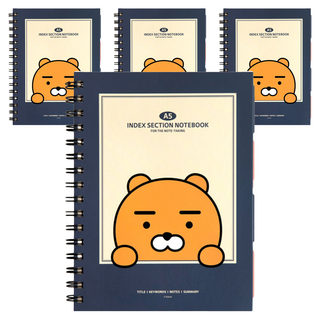 KAKAO FRIENDS 現代風格A5線圈筆記本, 4本, Ryan