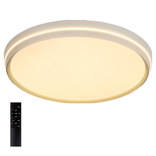 WONHA Rivol圓形LED房間吸頂燈 75W + 遙控器套組, 無頻閃 白色 + 灰色 + 晝光色 + 燈泡色 + 白光