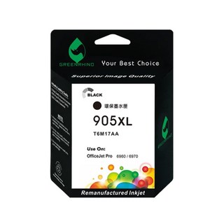 GREENRHINO 綠犀牛 for HP NO 905XL T6M17AA 高容量環保墨水匣 HP OfficeJet Pro/OJP 6960/6970適用, 黑色, 1個