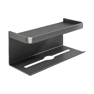 FAmILyLIFE 生活 航太鋁免打孔雙層衛生紙置物架 加長款 A-233-G, 神秘灰, 1個