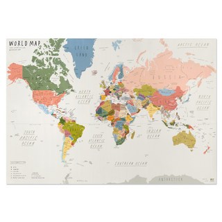 ZERO PER ZERO 英文世界地圖海報 米色