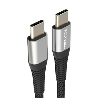 POLYWELL 寶利威爾 USB Type-C 100W 公對公快充線 充電線 編織線 可充筆電 安卓 平板 PW15-W45-A343, 2m, 槍色, 1條