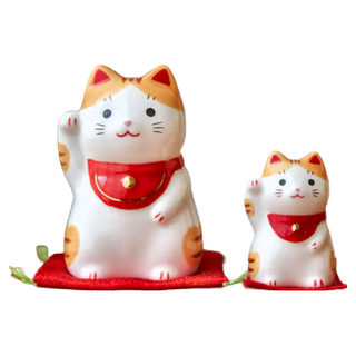 藥師窯 福來招財貓 (小), 日本陶瓷招財貓, 橘白虎斑