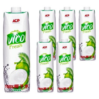 Vico Fresh 100%椰子水, 1L, 6瓶