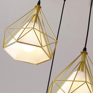 Honey Comb 黃金鑽石布罩餐廳單吊燈 KC2192-38, 黃色