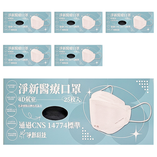 淨新科技 成人4D醫療口罩, 25片, 6盒, 鐵灰色