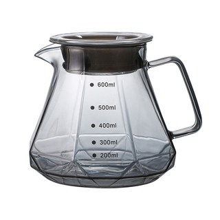 卡特屋 黑曜石咖啡分享壺 含壺蓋 無鉛耐熱玻璃, 透明, 600ml, 1個