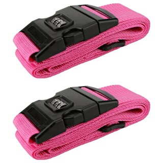 城市漫遊 一字行李束帶 Set 2個 密碼防盜 安全保護, 200cm, 玫紅色