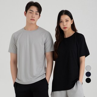 CARET 男女通用鳥眼涼感網眼短袖拉克蘭T恤, 黑色